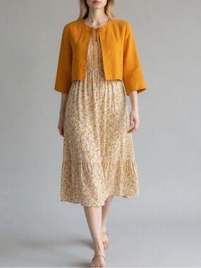 Vintage 90’s MKS By Maritta Smedberg Linen Blend Bolero Jacket | Size EU 40